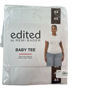 Edited by Remi Bader Women's Soft Stretch Baby Tee White Size 4X MSRP$39 NWT